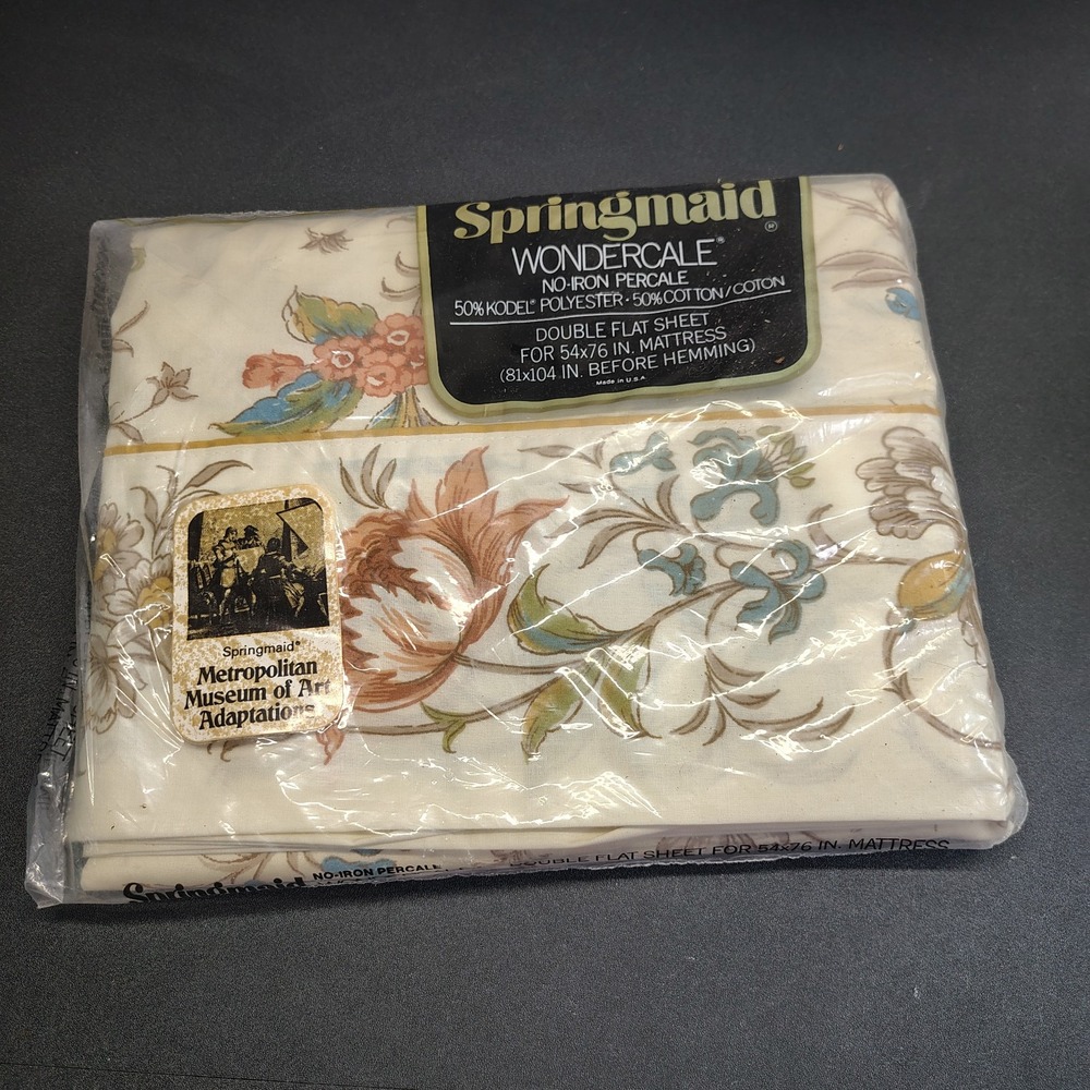 Vintage Springmaid metropolitan Museum of art Double flat sheet